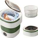 Portable Washing Machine 20L Small Foldable Washer with Spin Basket, 3 Mode Deep Clean Mini Laundry Machine for Travel, Dorms, Camping, Ideal for Baby Clothes, Underwear, Socks Green