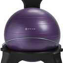 Gaiam Classic Balance Ball Chair  Ergonomic Stability Chair for Desk & Office | Yoga Ball Seat with Base, Air Pump, & Exercise Guide | Improves Posture & Core Strength (300 lb Capacity) (Purple)