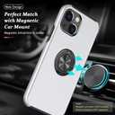 Shockproof Case for iPhone 13 6.1 inch, [Embedded Finger Ring] Military Grade Phone Case Cover with Reinforced Metal Stand Kickstand [Support Magnetic Car Holder] for iPhone 13, Silver