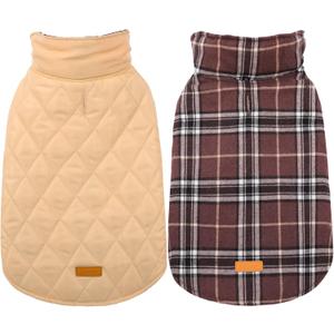 Kuoser Waterproof Dog Coat, Reversible Dog Jacket for Medium Dogs, Adjustable Durable Doggie Winter Coat Warm Puppy Cold Weather Apparel  Brown M (Medium (Pack of 1))