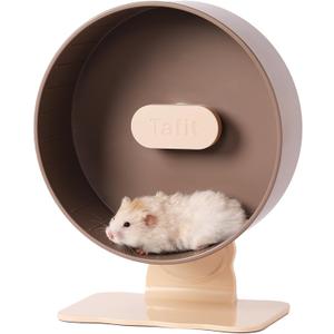 Quiet Hamster Wheel 10.2 Inch Dual-Bearings Silent Small Animals Running Exercise Wheel Height Adjustable for Syrian Hamsters, Gerbils, Rats, or Other Small Pets, Nut Brown
