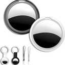 Air Tracker Tags-2 Pack - Apple MFi Certified Find My(iOS Only) Bluetooth Tracker, 365-Day Battery & Waterproof Item Locator for Keys, Wallet, Luggage, Backpack, Pet with Protective Case & Lanyard