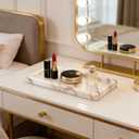 Small Marble Bathroom Tray, Real Marble Vanity Tray, Natural Stone Organizer for Countertop, Mini Marble Organizer for Jewelry Perfume Towel, Non-Resin Non-Ceramic (Calacatta Gold 7.9 x 3.9 x 0.7)