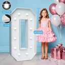 4FT Marquee Light Up Numbers - Cool White Light Up Numbers 0 with Fixed Water Bag, Party Decoration Large Marquee Light Up Numbers can Be Used for Wedding Decoration, Birthday Party Decoration