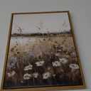 KBKBART Vintage Wall Art Framed, Retro Countryside Autumn Wildflower Field Landscape Canvas Painting Farmhouse Decor Wall Art, Rustic Fall Landscape Bathroom Wall Decor for Bedroom Living Room, (12L" x 16W")