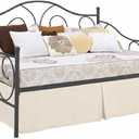 Pleated Bed Skirt with Split Corners for Daybeds - Three Side Coverage - Made with Brushed Microfiber, (Twin Size, Ivory Solid)/16 Inch Drop