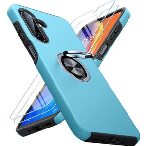 JAME for Samsung Galaxy A17/A26 5G Phone Case with Screen Protector [2 Packs] Ring Holder Stand Kickstand, Dual Layer Military Shockproof Slim Protective Cover Samsung Galaxy A17/A26 Case, Sierra Blue