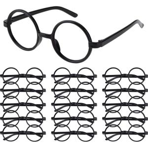 Shappy 16 Packs Plastic Wizard Glasses Round Glasses Frame No Lenses for Halloween Costume Party Supplies