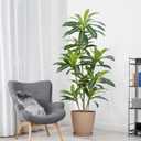 Dracaena Plant Artificial Tree 5Ft Tall Fake Tropical Floor Plants Potted (Real Touch) Artificial Silk Tree Leaf Faux Trees Black Tall Planter for Home Office Living Room Indoor Outdoor Decor