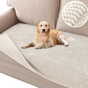 H.VERSAILTEX Plush Chenille Dog Bed Cover Thick Soft Sofa Cover for 3 Cushion Couch Anti Slip Couch Cover Furniture Protector for Dog, Pet, Cat (35" x 74", Caramel)