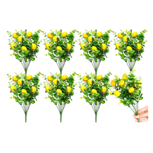 8 Pack Lemon for Decoration Fake Lemon Branches Artificial Vivid Yellow Faux Lemons Tables Centerpiece for Kitchen Stem Fruits for Home Spring Summer Decor