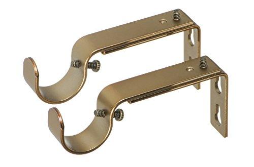 Ivilon Adjustable Brackets for Curtain Rods - for 1 or 1 1/8 Inch Rods. Set of 2 - Warm Gold