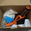 Drain Auger, Clog Remover with Drill Adapter, 25 Feet Flexible Plumbing Snake Use Manually or Powered for Kitchen, Bathroom and Shower Sink, Comes with Gloves (orange)