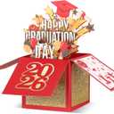 POPGIFTU Graduation Pop Up Card 2026 3D Happy Graduation Card with Envelope, Congrats Grad Cards for High School or College Graduate, Money & Gift Card Holder