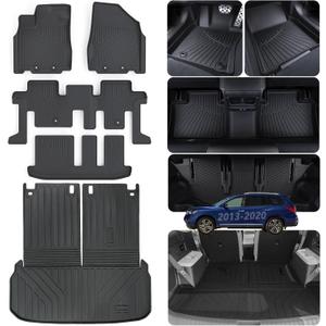 Floor Mats & Large Cargo Liners for 2013-2020 Nissan Pathfinder / 2013 Infiniti JX35 /2014-2020 Infiniti QX60,TPE All Weather Protection with Trunk Mat Covering The Backrest