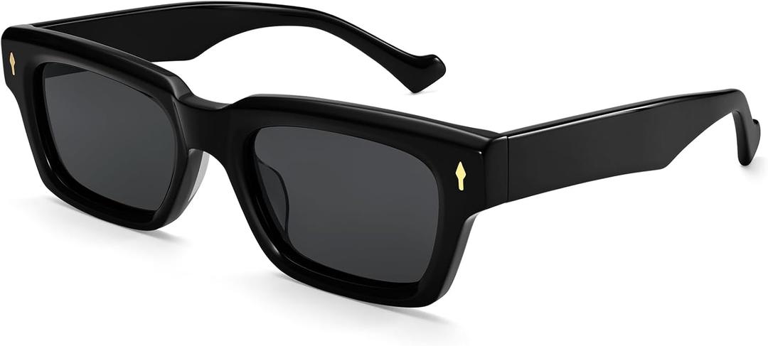 Dollger Thick Square Polarized Sunglasses for Men Women Fashion Classic Designer Sunglasses Black Shades UV Protection