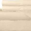 ROYALE LINENS 300 Thread Count 100% Long Staple Combed Cotton Sheet Set - 4 Piece Full Bed Sheets - 1 Fitted, 1 Flat, 2 Pillow Cases -Soft Cool & Crisp Sheet Set (Full, Cream)