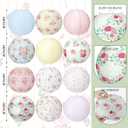 Baquler 12 Pcs Floral Paper Lanterns Tea Party Decorations 10 Inch Wildflower Floral Ceiling Hanging Paper Lanterns for Wedding Bridal Birthday Party Outdoor Festival Hanging Decoration