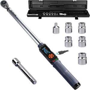 Goseek Upgraded Rechargeable Digital Torque Wrench, 12.5-250.7Ft-lbs/17-340Nm, 1/2'' Drive Electric Torque Wrench Set with Buzzer & LED & Vibration for Car Motor Tires Auto Repair