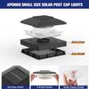 APONUO Solar Post Cap Lights for 4x4 Posts - IP64 Waterproof, 3000K LED, No-Wire Fence Lights & Deck Lights for Patio Garden Yard Patio, Black-Warm White, 12 Pack