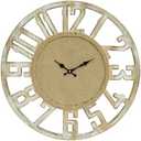 24 Inch Wooden Farmhouse Wall Clock Battery Operated, Silent Large with Rope Accents Rustic Home Decor Non-Ticking Quartz Movement Easy to Read Clock for Living Room, Kitchen, or Bedroom