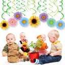 2 x Spring Decor,Flowers Hanging Swirl Decorations,Themed Birthday Party,Ceiling Decorations for Home,Classroom,Office(20ct）