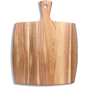 Large Acacia Wood Cutting Board with Handle 17"x13" Big Wooden Charcuterie Boards Butcher Block Meat Cutting Boards for Kitchen Decor Bread Cheese Serving Platter Thick Teak Chopping Board Food Tray (17"L x 13"W)