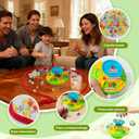 Upgrade Marble Balance Board Game Fun Family Stacking Challenge Toy with 60 Colorful Balls, Portable Balancing Game for 1-4 Players, Idea Travel Party & Indoor Play for Kids & Adults