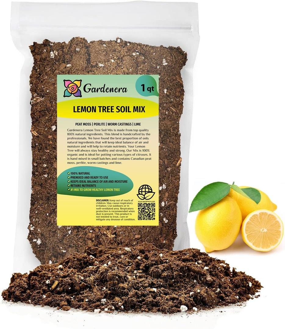 2 x The Ultimate Soil Mix for Perfectly Tangy Citrus Limon Trees - Discover Gardenera's Revolutionary Lemon Tree Potting Mix - [1 Quart Bag]