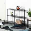 HDANI 31.5 Inch Metal Console Table with 3 Tier Strage Shelves,Narrow Entryway Table,Modern Sofa Tables for Entryway, Living Room,Bedroom,Black, 31.5×9.84×29.53in