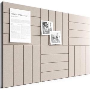 Bumusty Large Cork Board Alternative-36 x 24" Felt Bulletin Board Tiles, with 30 Pushpins, 40 Adhesive Tabs, Bold-Stripe 6-Pack, Cork Boards for Office Push Pin Board Felt Board-Taupe