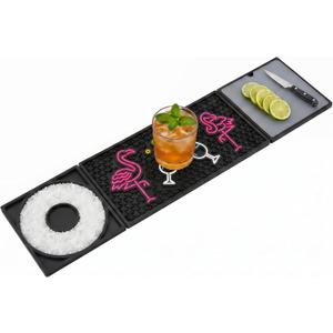 24x6 Trifold Bar Mat with Cutting Board,Flamingo Pattern