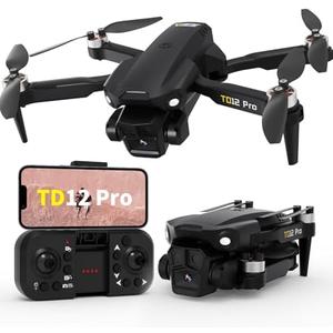 Toladrone Drone with Camera 4K, Drones for Adults Level 3 Wind Resistance Optical Flow Positioning Brushless Motor 90° Electrically Adjustable Foldable RC Quadcopter for Beginners, TD12Pro