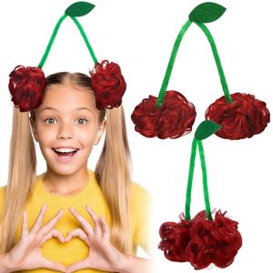 Crazy Hair Clip Kit Crazy Hair Day Accessories for Girls Funny Head Band for Kids and Adults Party Gift (Cherry)