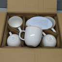 AmorArc 12oz Coffee Mugs, Ceramic Coffee Mugs set of 6 for Man, Woman, Dad, Mom, Modern Coffee Mugs with handle for Latte/Cappuccino/Milk/Cocoa. Dishwasher&Microwave Safe, White-Reactive Glaze