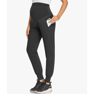 AMPOSH Women's Maternity Quick-Dry Pants Workout Scrub Joggers Pregnancy Sweatpants, Size L