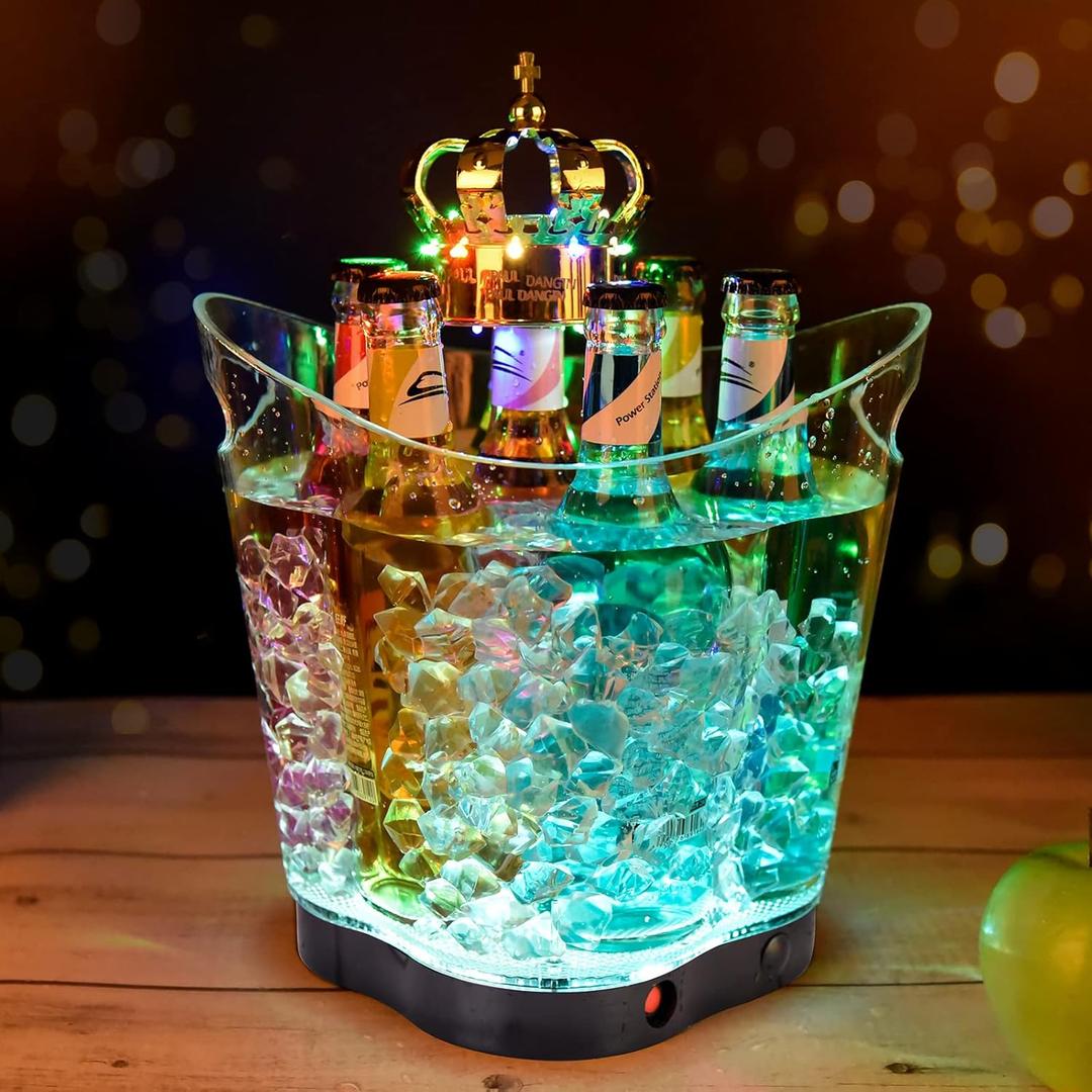 LED Ice Bucket - Portable Colorful Gradient Ice Bucket 6 Liter,Great for Home Bar, Chilling Beer, Champagne (Four Leaved Clover-1pcs)