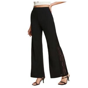 GORGLITTER Women's Lace Bell Bottoms High Waisted Flare Flared Dress Pants Business Casual Office Work Trousers Black Small (Black, S)