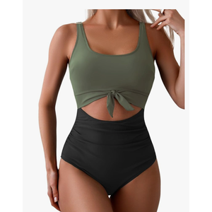 Eomenie Women's One Piece Swimsuit Tummy Control Slimming Bathing Suit Cutout Tie Knot Swimwear M