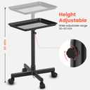 TASALON Salon Tray on Wheels,Rolling Tray Trolley for Salon Essentials, Adjustable Height Provides Ample Storage for Hairstylist, Tattoo and Clinic Use - Black