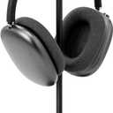 GEVO Headphone Stand for Desk, Walnut Wood & Aluminum Headset Stand, Universal Walnut Gaming Headset Holder with Solid Heavy Base for AirPod Max, Bose, Sony All Headphone Sizes (Circular Base)