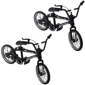 2Pcs Black 1/18 Diecast Bike Action Figure, Mini Finger Mountain Bike Bicycle Art Crafts Desktop Decor Finger Bikes