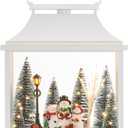 Danya B. Tabletop White Christmas Holiday Winter Scene Diorama Lighted Lantern Decoration - Rectangle