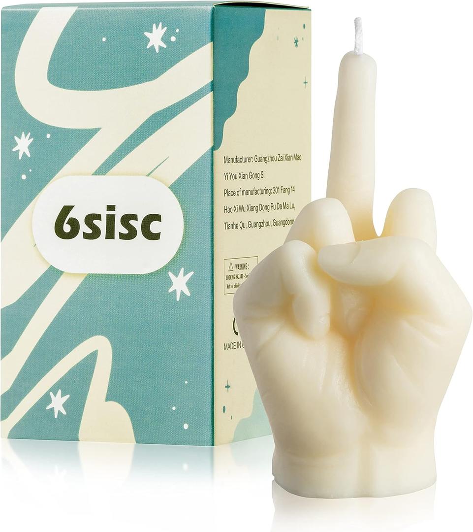 6sisc Middle Finger Scented Candle Danish Pastel Room Decor Aesthetic Pine Fragrance Soy Wax Aromatherapy Hand Gesture Candles Desk Statues Sculpture Ornaments Gift for House Bedroom Supplies Milky