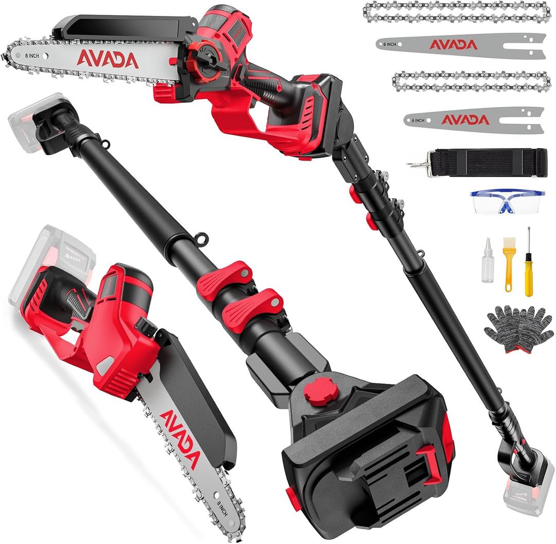 2-IN-1 Cordless 8-Inch Pole Saw & Chainsaw for Mil-waukee M-18 Battery - 1200W Brushless Motor, Total Reach of Max 15.9 FT, Lightweight, 8"&6"Electric Pole Saws for Tree Trimming Pruning (Tool Only)