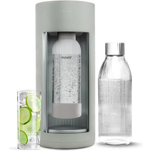 New Mysoda Glassy Design Sparkling Water Maker With 1L Glass & Plastic bottle - Silent Nordic Design Soda Maker Featuring A Sliding Door Opening - No Cylinder Included - Colour Green