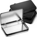 Geiserailie 4 Pack Rectangular Metal Tin Box with Lid Metal Hinged Lid Tin Empty Box Container Storage for Watercolor Jewelry Pen Eraser Pill Candy Craft Organize 7.0 x 4.2 x 0.6'' (Black)