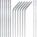 BambooMN Reusable Stainless Steel Metal Drinking Straws - 8"/8.5" (4 Thin Straight/4 Bent Straws) w/ 2x Cleaning Brushes - 8 Pack