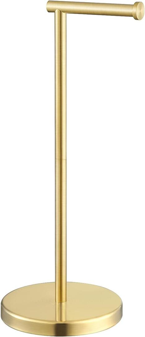 KES Gold Toilet Paper Holder Free Standing SUS 304 Stainless Steel Rustproof Pedestal Lavatory Tissue Roll Holder Floor Stand Modern Brushed Gold Finish, BPH283S1-BZ  Brushed Gold, 20.2" H