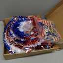 HMASYO 4th of July Decorations 6 FT Pop Up Patriotic Tinsel Tree with 100 Timer Lights – USA 250th Anniversary Decorations Merchandise Collapsible Pencil Tree for Home Office Independence Day Decor